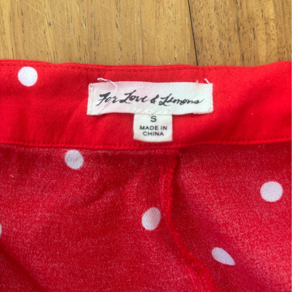 For Love & Lemons Natalia Wrap Skort Small Red Polka Dot - Picture 6 of 7